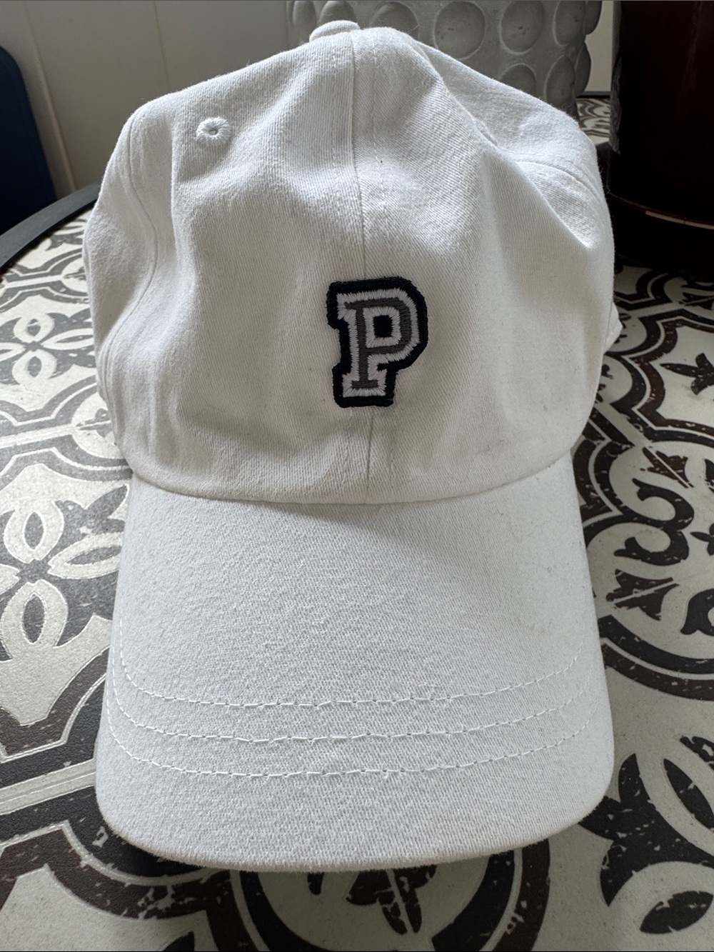 PINK Victoria's Secret White Baseball Cap with Black 'P' Patch